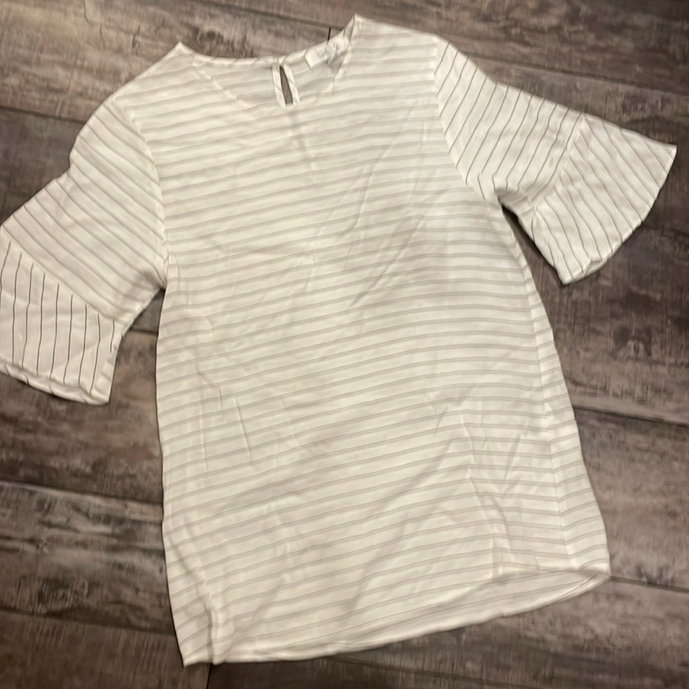 SHILLA RUFFLE SLEEVE STRIPED TOP